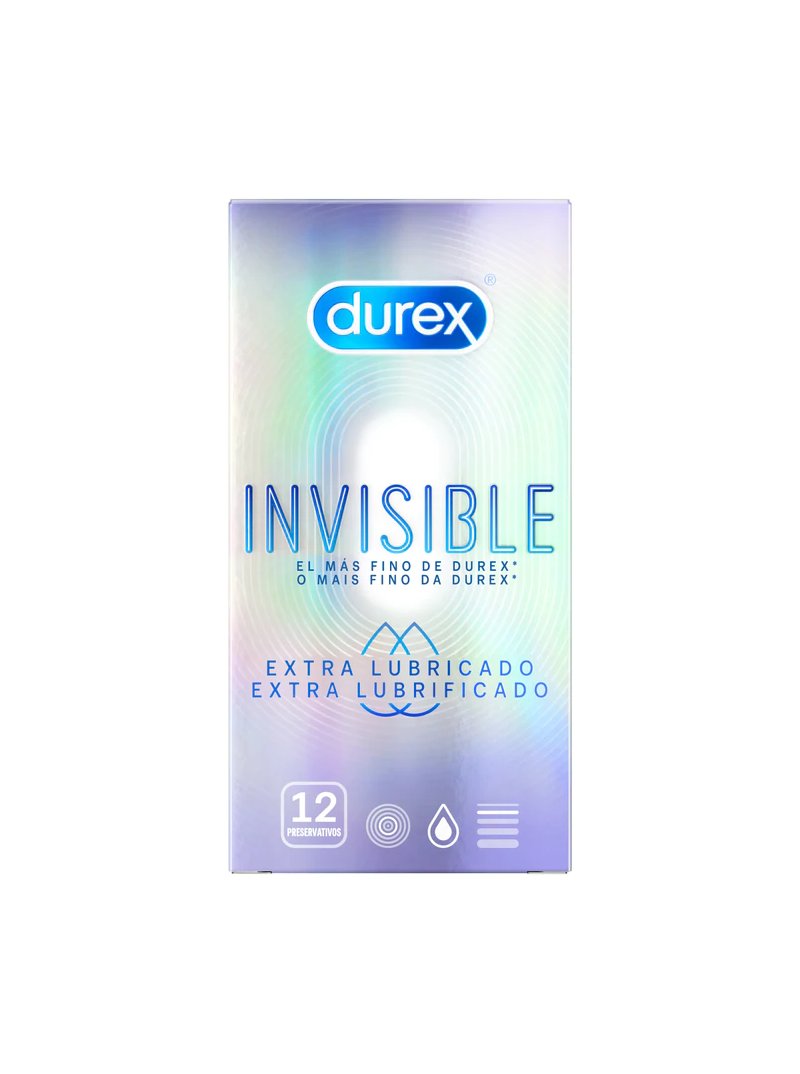 Durex Invisible Extra Lubricado 12  preservativos
