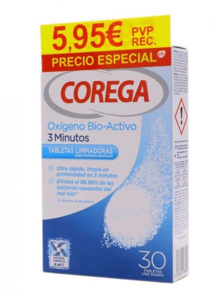 Corega Oxígeno Bio-Activo 30 tabletas