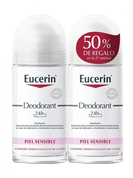 Eucerin Desodorante Piel Sensible Roll-On Duplo