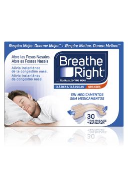 Breathe Right Clásicas Grandes 30 tiras nasales