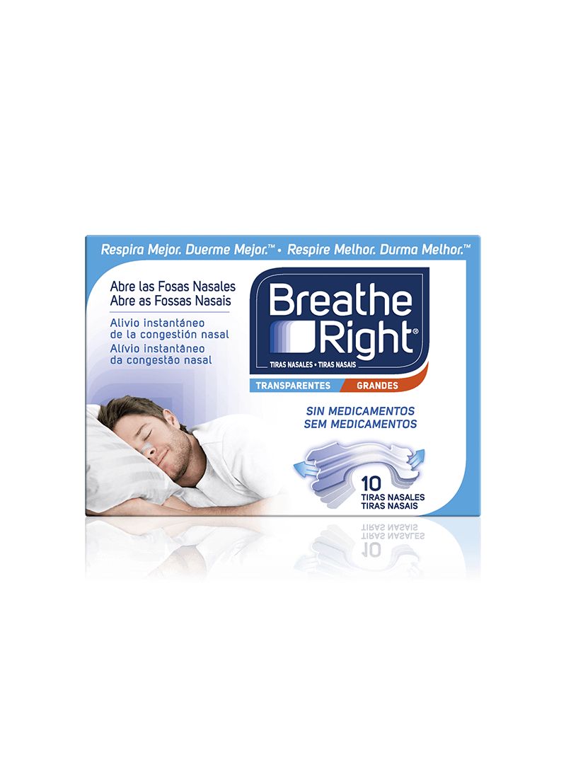 Breathe Right Transparentes Grandes 10 tiras nasales